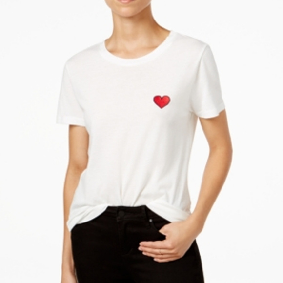 Carbon Copy Cotton Heart Embroidered T-Shirt - Picture 1 of 1